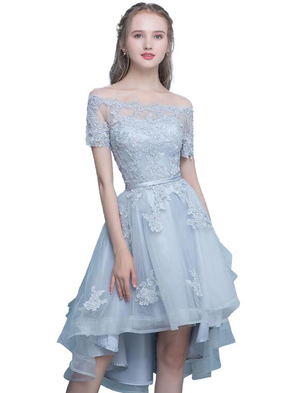 Womens Prom Dress Slash Neck Elegant Evening Dress