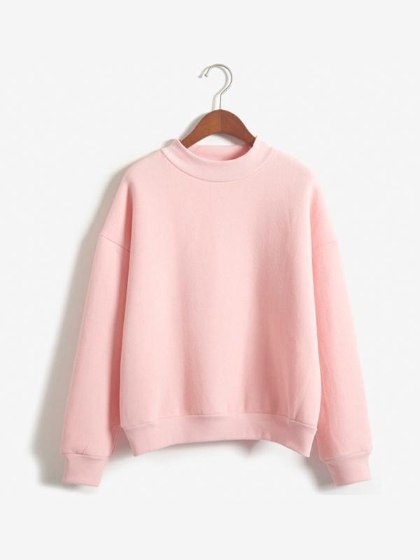 Womens Sweatshirt  Cute Long Sleeve Loose Fleece Thick Knit Pullover