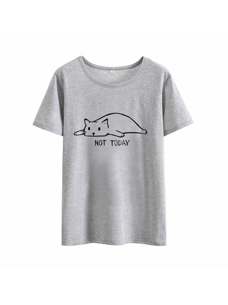 Women's Stylish Lazy Cat Print Comfort T-Shirt