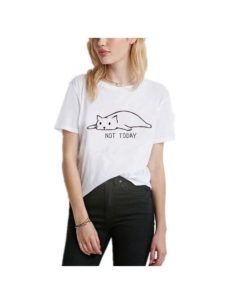 Women's Stylish Lazy Cat Print Comfort T-Shirt