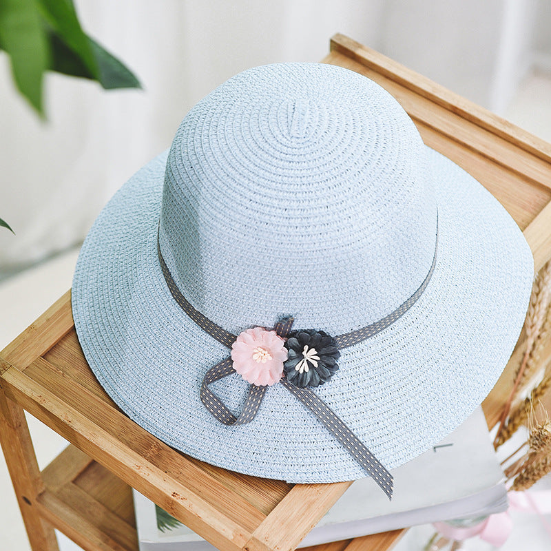 Women's Sun Hat Flower Bowknot Sunshade Beach Hat