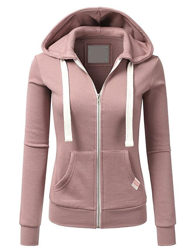 Women's Zipped Up Hoodie with Pockets Long Sleeve Sports Sweatshirts