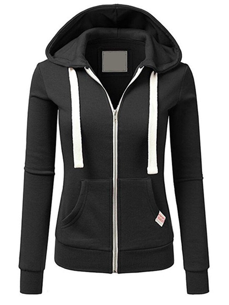 Women's Zipped Up Hoodie with Pockets Long Sleeve Sports Sweatshirts