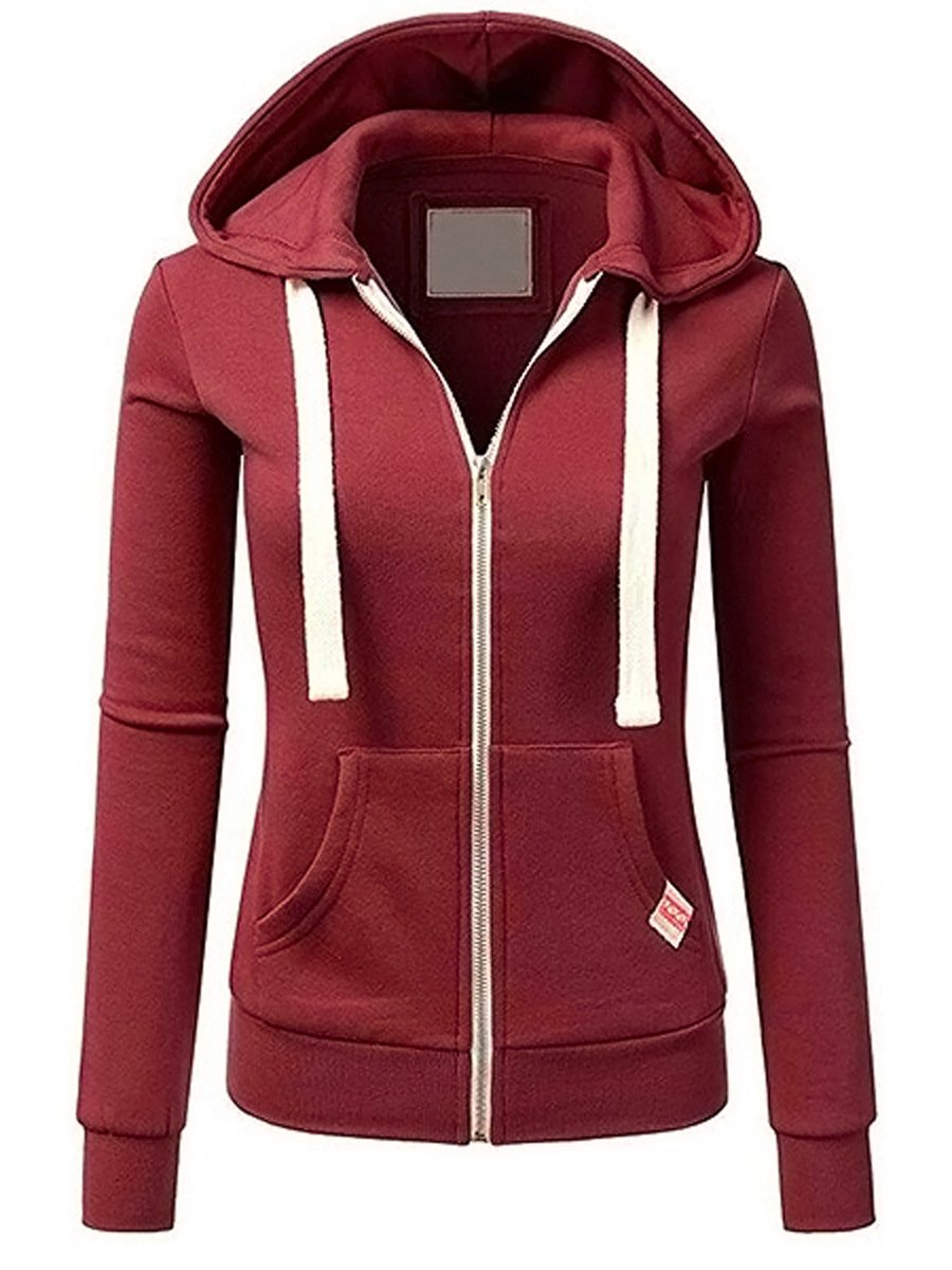 Women's Zipped Up Hoodie with Pockets Long Sleeve Sports Sweatshirts