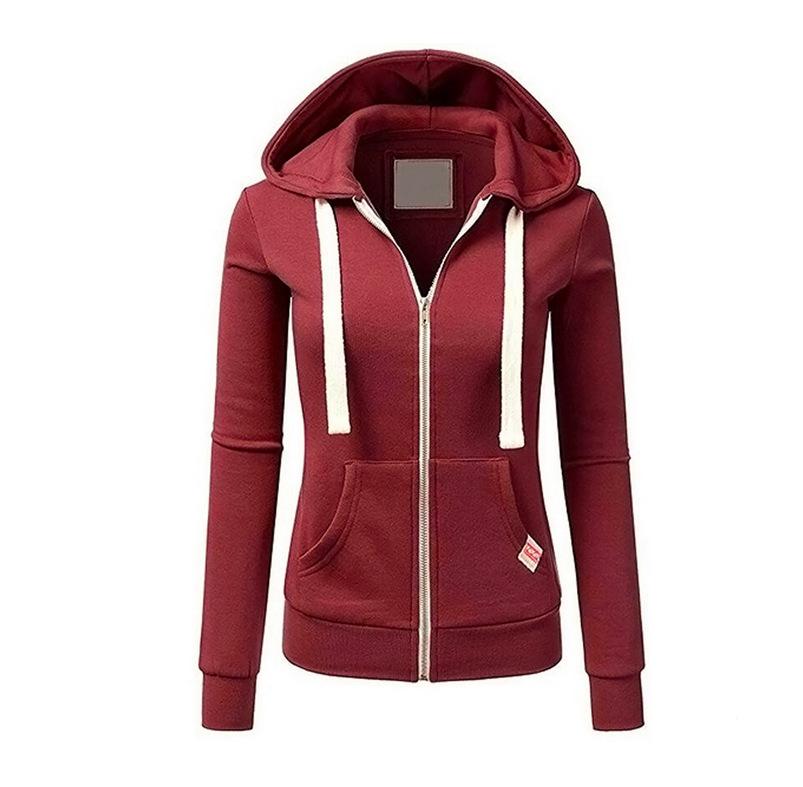 Women's Zipped Up Hoodie with Pockets Long Sleeve Sports Sweatshirts