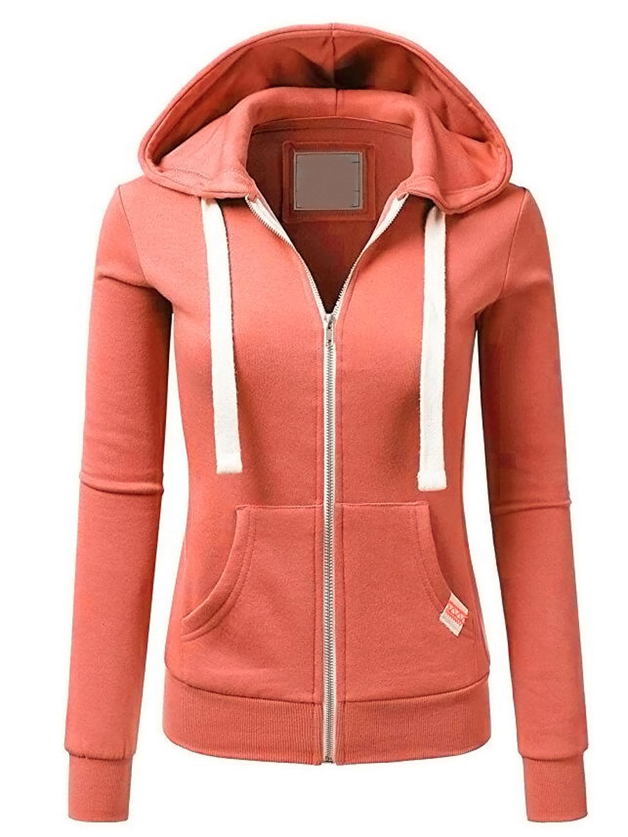 Women's Zipped Up Hoodie with Pockets Long Sleeve Sports Sweatshirts