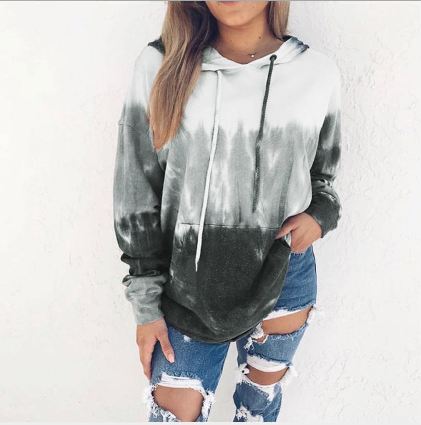 Women's Tie Dye Hoodie Long Sleeve Drawstring Hooded Sweatshirt