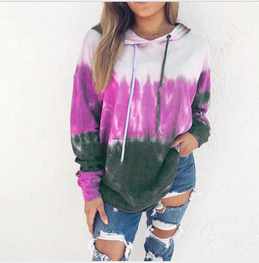 Women's Tie Dye Hoodie Long Sleeve Drawstring Hooded Sweatshirt