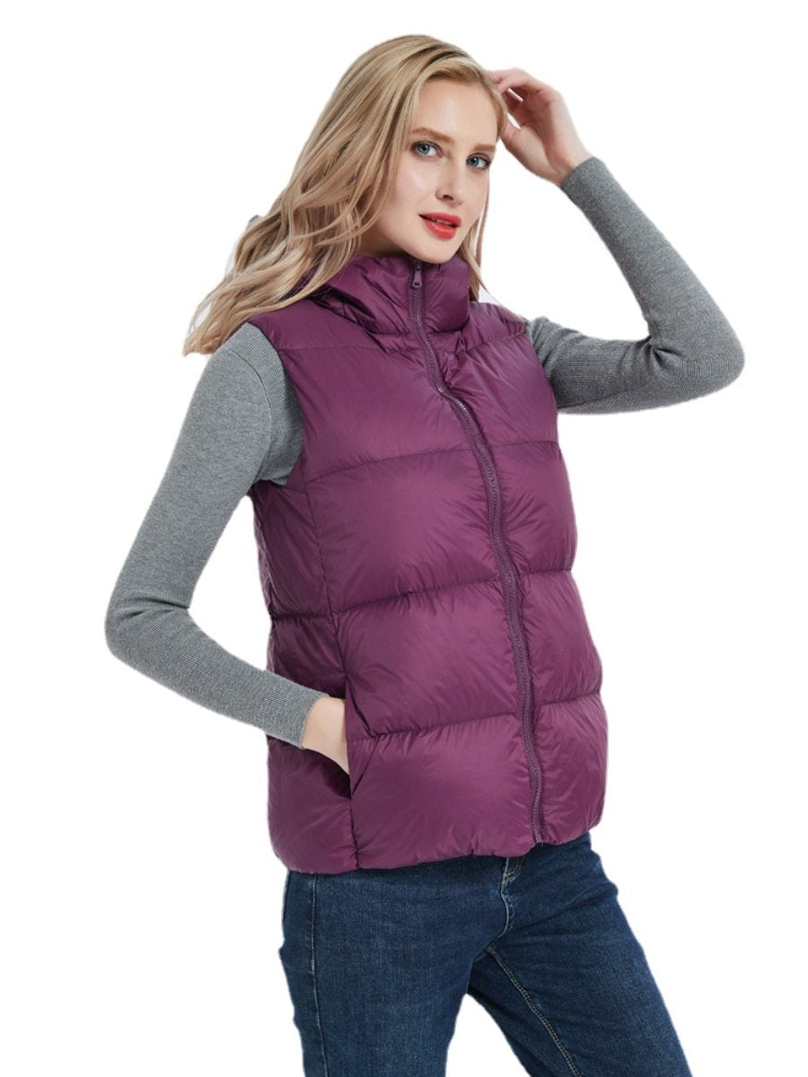 Women's Vests Lightweight Plus Size Short Hooded Down Vest Jackets