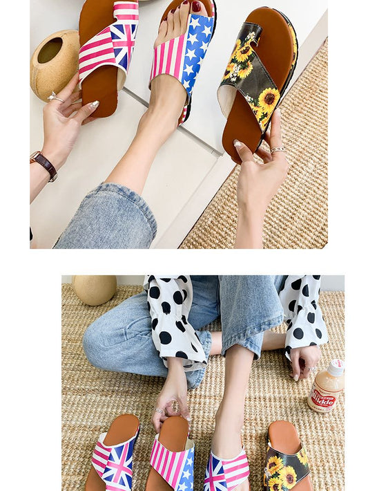 Women's Summer Plus Size Graphic Print Wedge Slipper