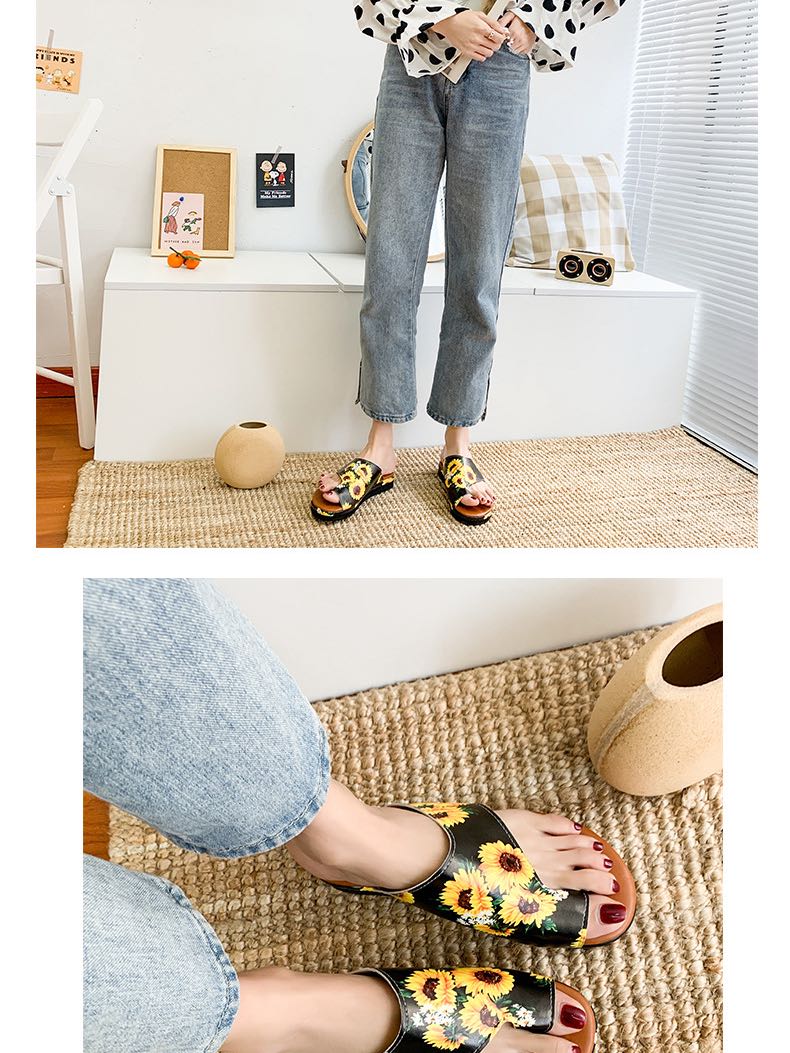 Women's Summer Plus Size Graphic Print Wedge Slipper