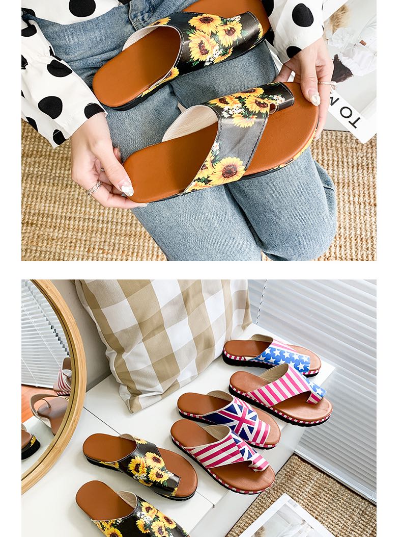 Women's Summer Plus Size Graphic Print Wedge Slipper