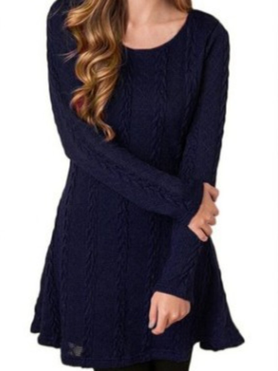 Women's Sweater Dress Crew Neck Slim Fit Casual Knitted Dress