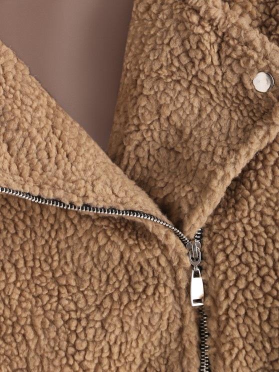 Zip Up Flap Pocket Teddy Coat