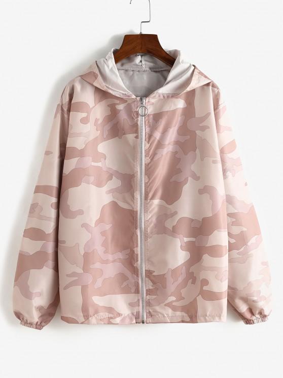 Zip Up Hooded Camouflage Windbreaker Jacket