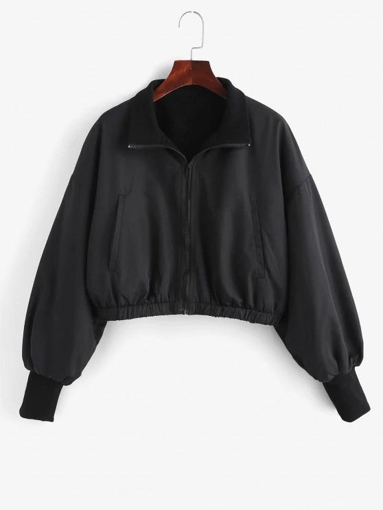 Zip Up Fleece Lined Bomber Jacket