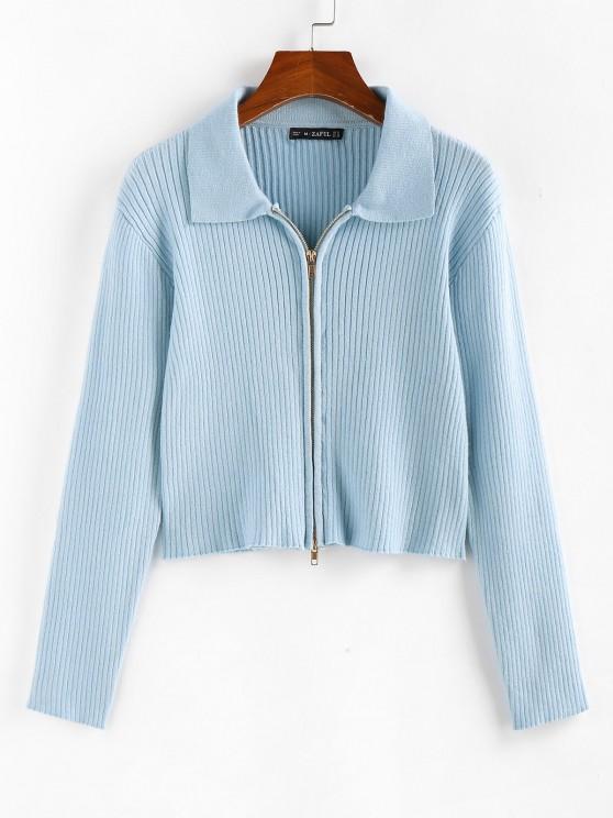 Zip Fly Ribbed Cardigan