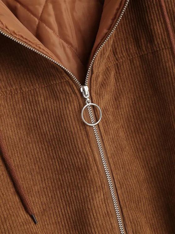 Zip Up Fleece Hood Corduroy Jacket