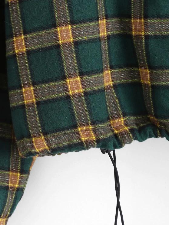 Zip Up Fleece Lined Plaid Houndstooth Jacket