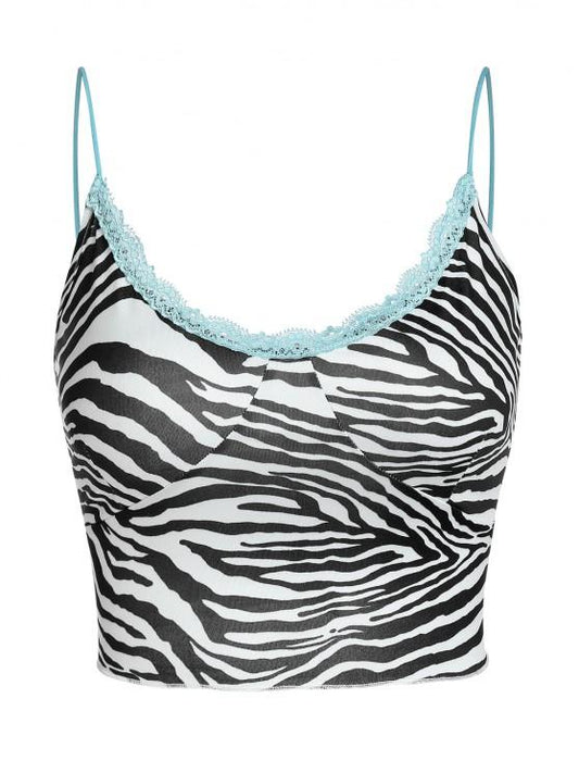 Zebra Lace Insert Crop Camisole