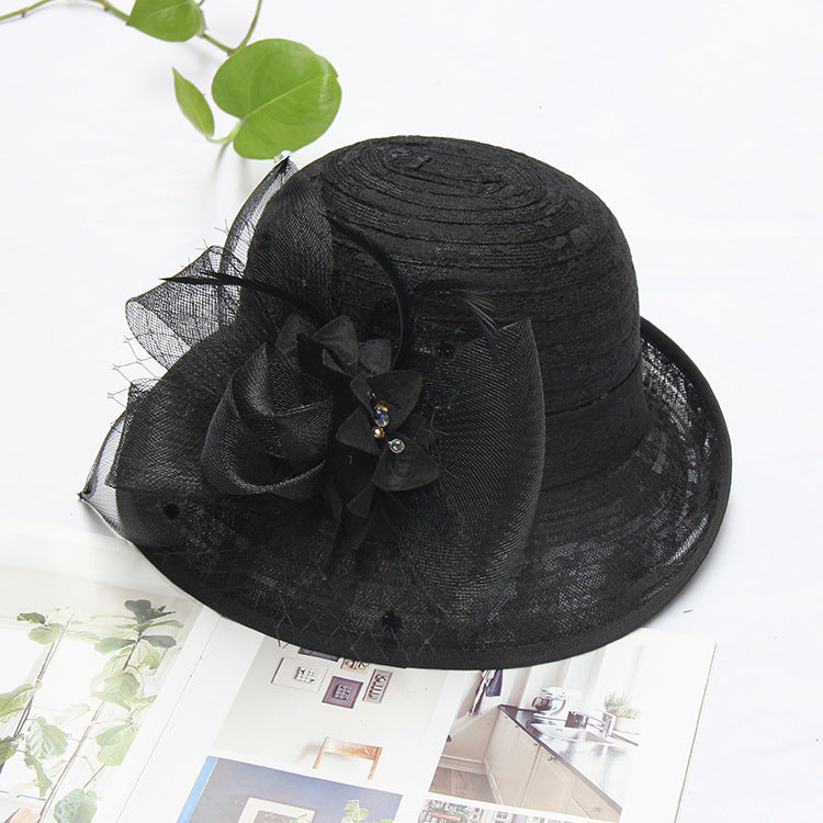 Women's Top Hat Flower Lace Fashion Dome Elegent Rolled Basin Hat