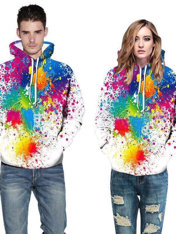 Women's Winter 3D Colorful Digital Print Hoodie