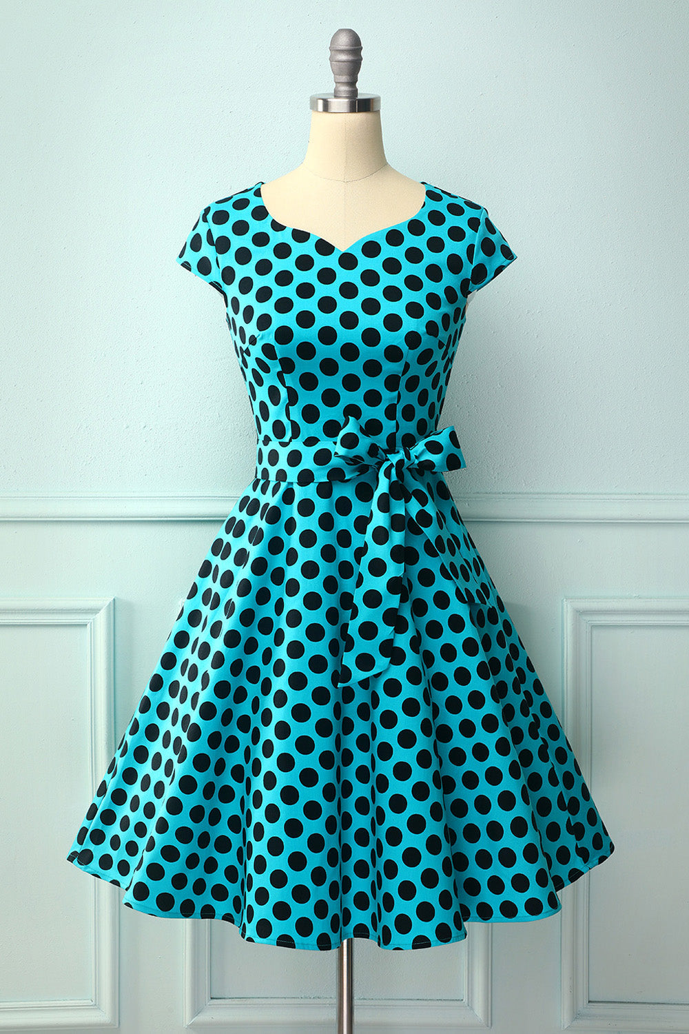 1950s Blue Black Dots