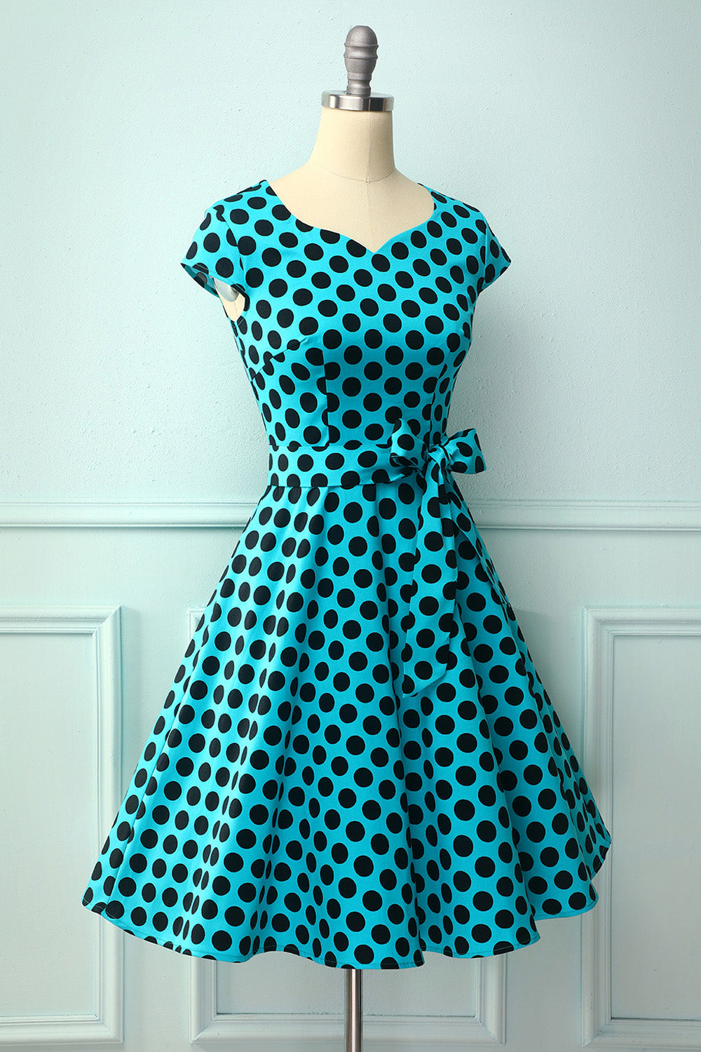 1950s Blue Black Dots