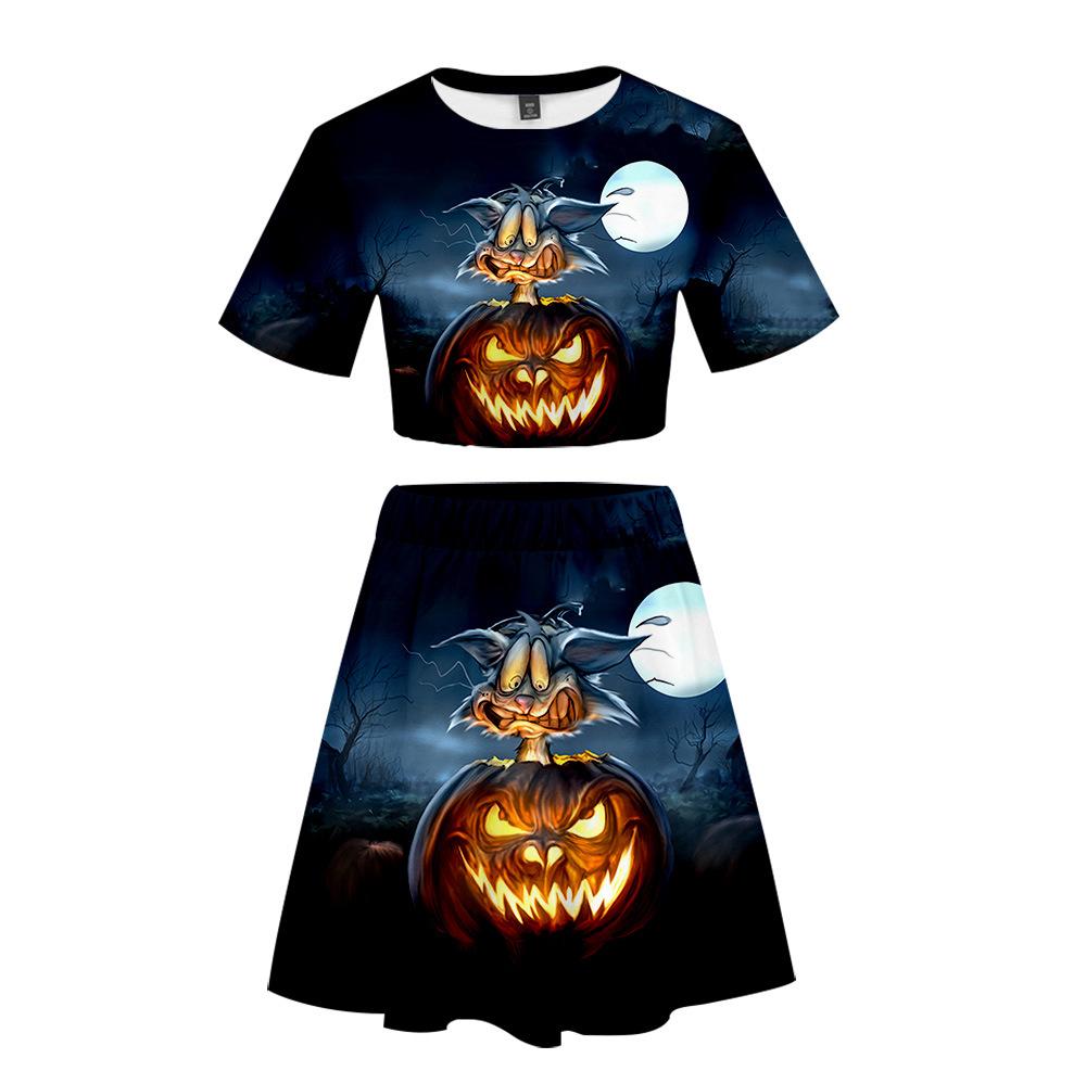 Women's Suits For Halloween 3D Digital Print Mini Skirt Suits