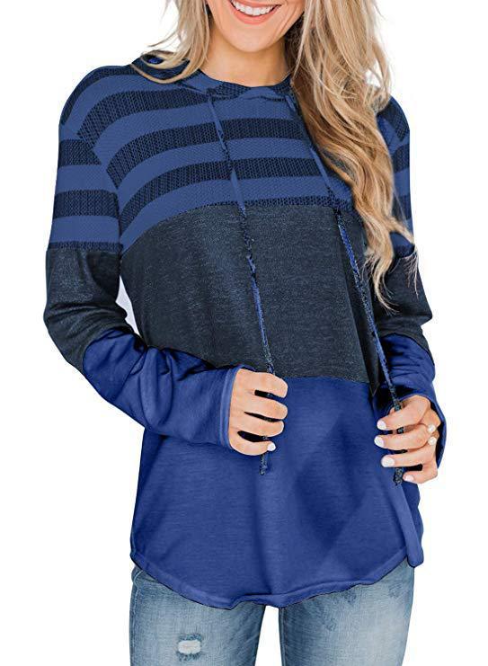 Women's Sweatshirts For Halloween Striped Pumpkin Print Drawstring Casual Hoodie