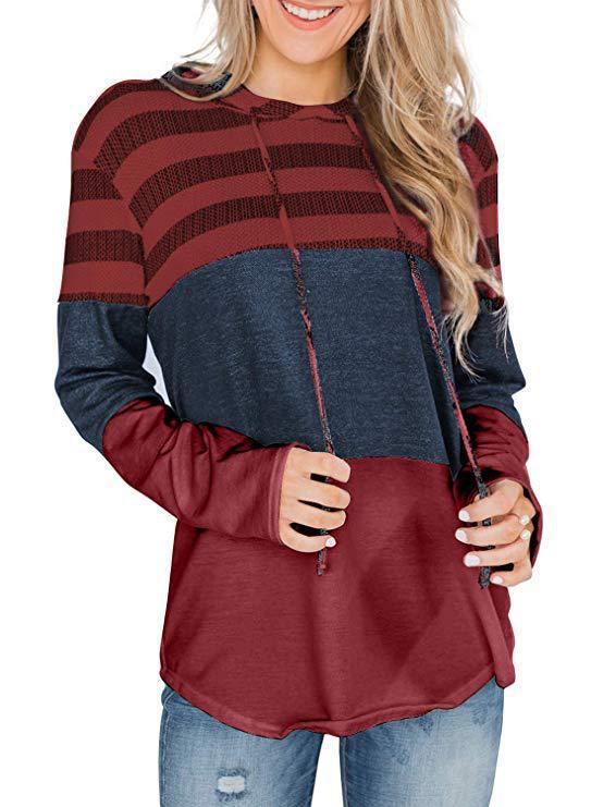 Women's Sweatshirts For Halloween Striped Pumpkin Print Drawstring Casual Hoodie