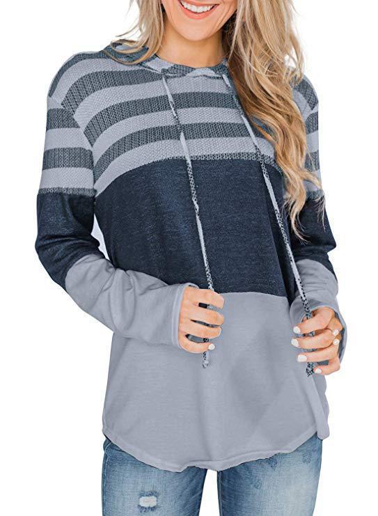 Women's Sweatshirts For Halloween Striped Pumpkin Print Drawstring Casual Hoodie