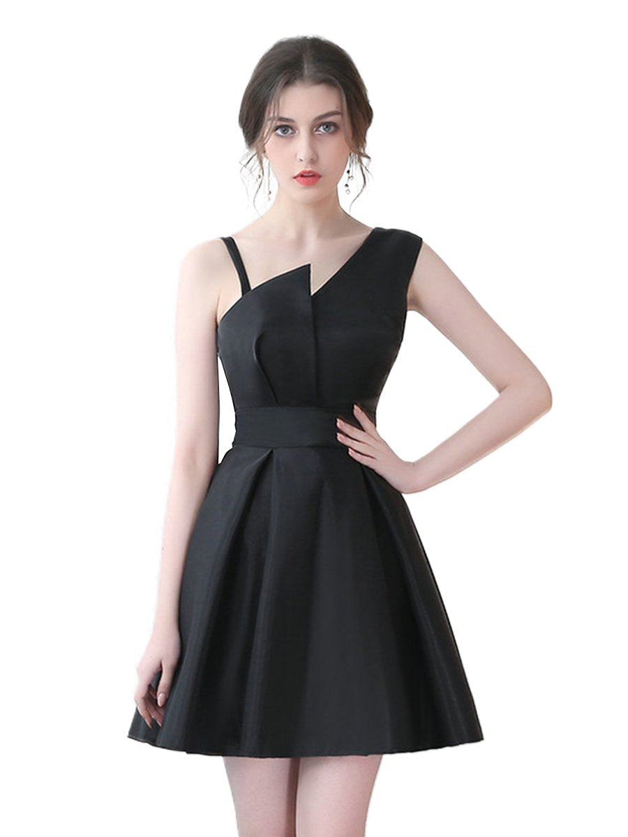 Womens Short A-Line  Dress Satin Elegant Evening Dress