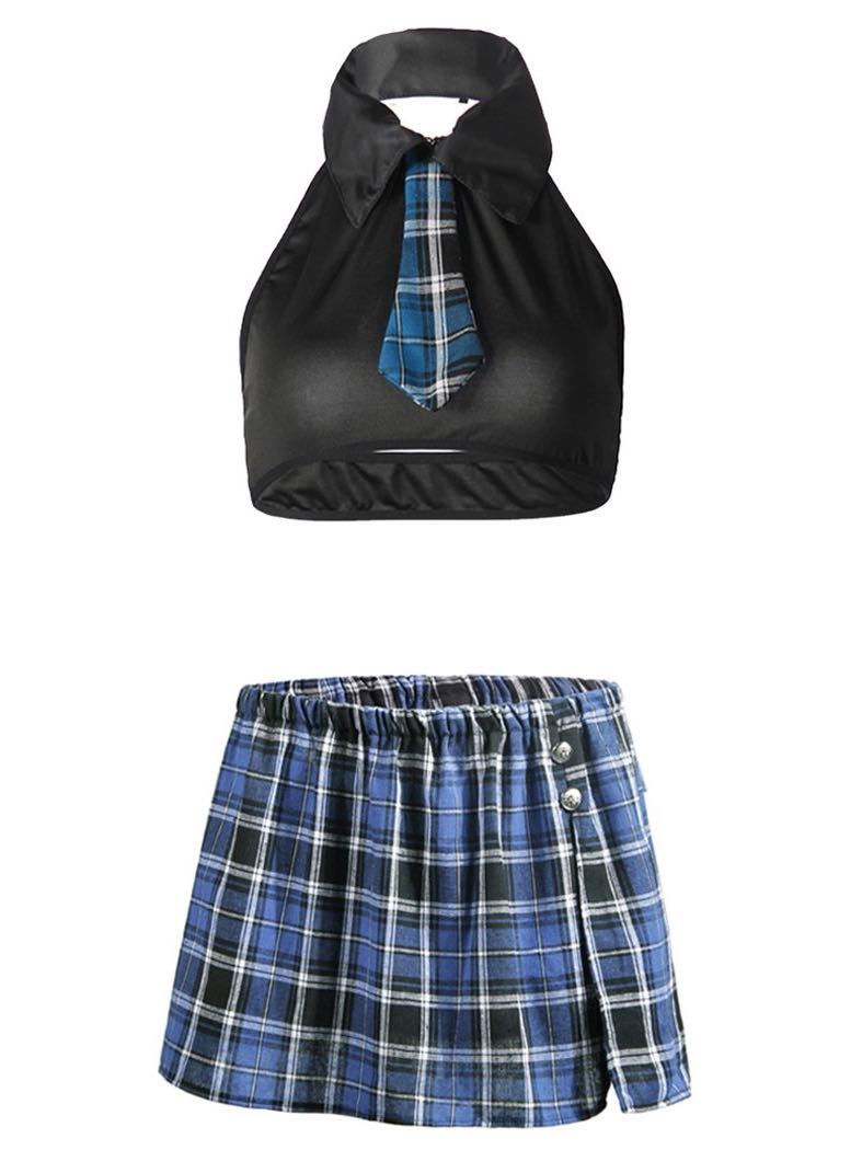 Women's Super Short Mini Plaid Skirt With Tie