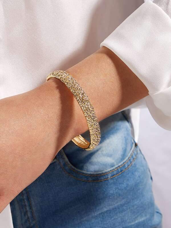 1pc Golden Textured Bangle - INS | Online Fashion Free Shipping Clothing, Dresses, Tops, Shoes