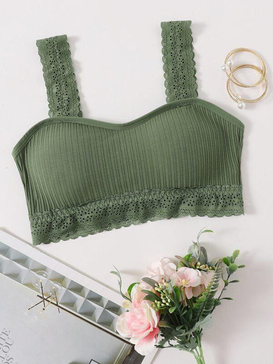 1pc Lace Trim Bralette - INS | Online Fashion Free Shipping Clothing, Dresses, Tops, Shoes