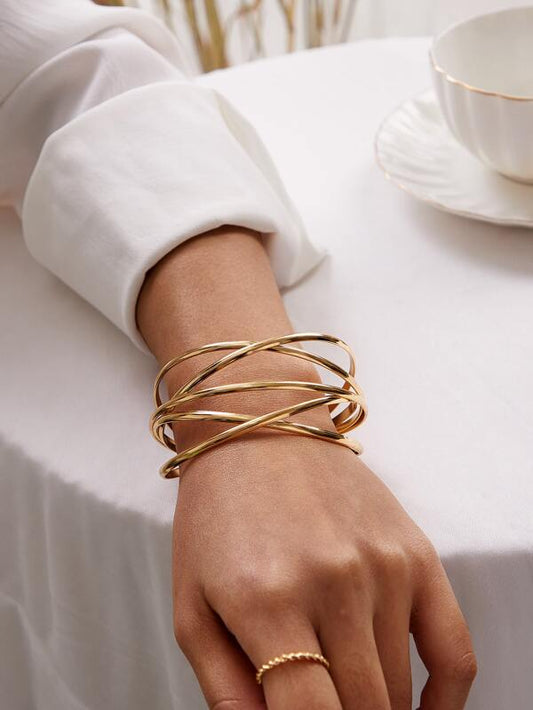 1pc Line Winding Shaped Cuff Bracelet - INS | Online Fashion Free Shipping Clothing, Dresses, Tops, Shoes