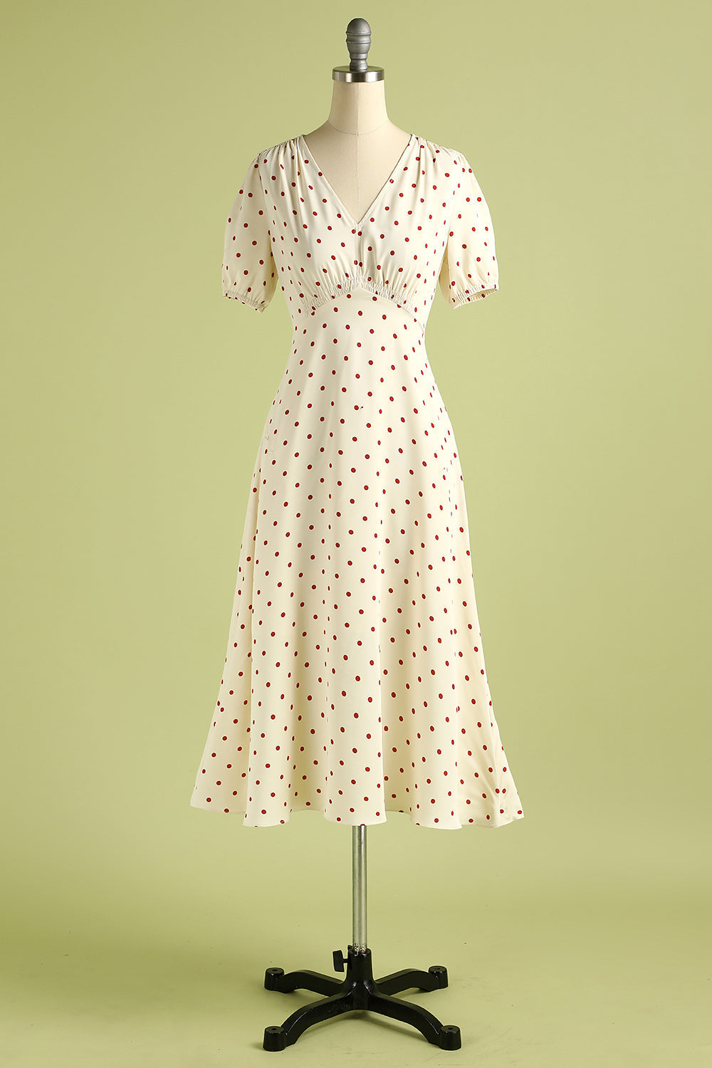 1950s Polka Dots Ivory Dress