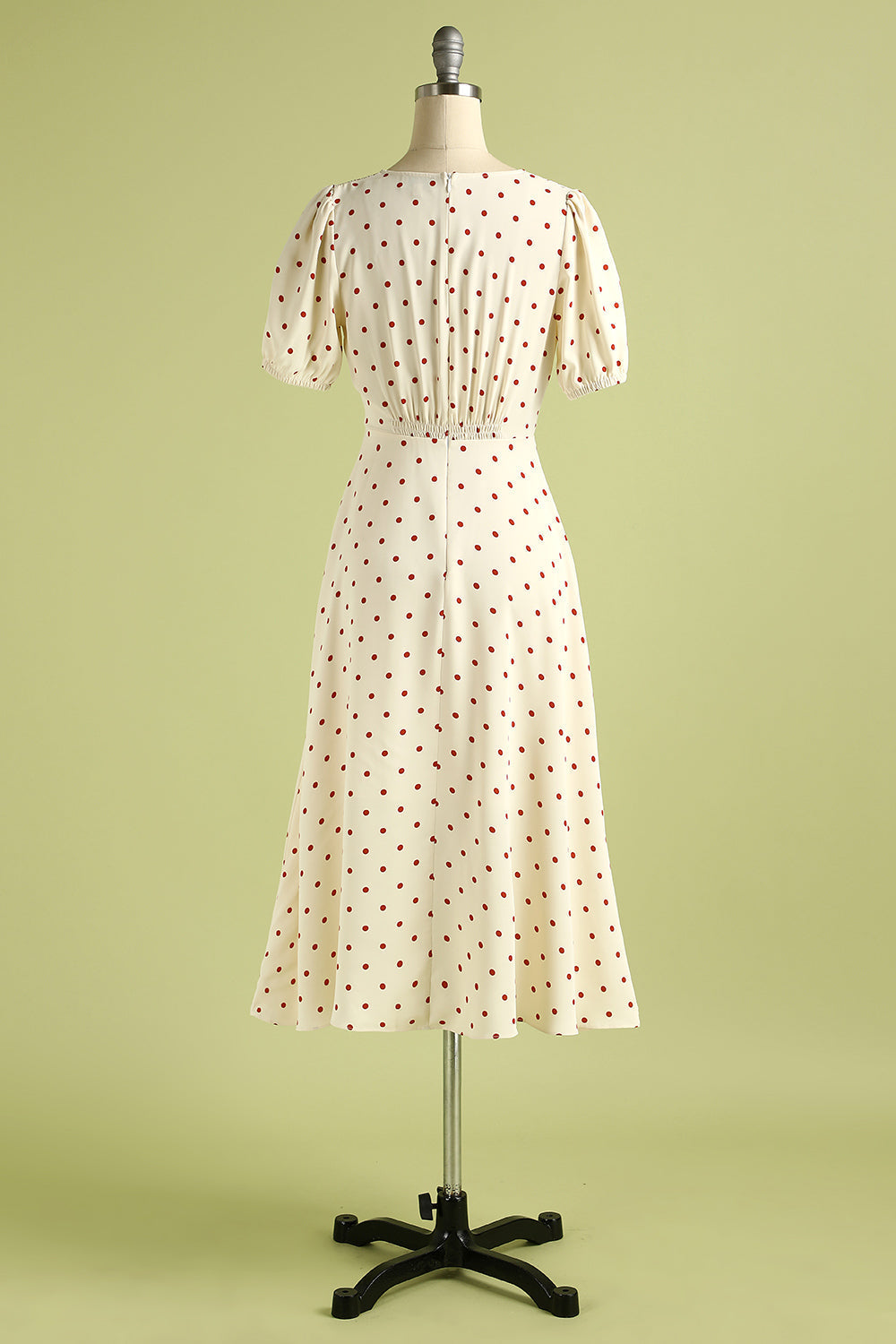 1950s Polka Dots Ivory Dress