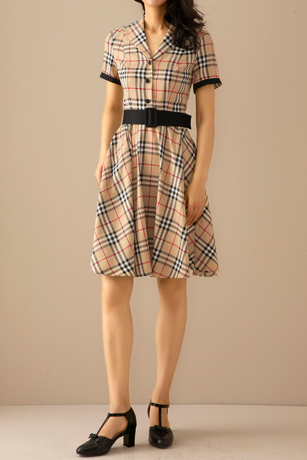 1950s Plaid Swing Vintage Dress