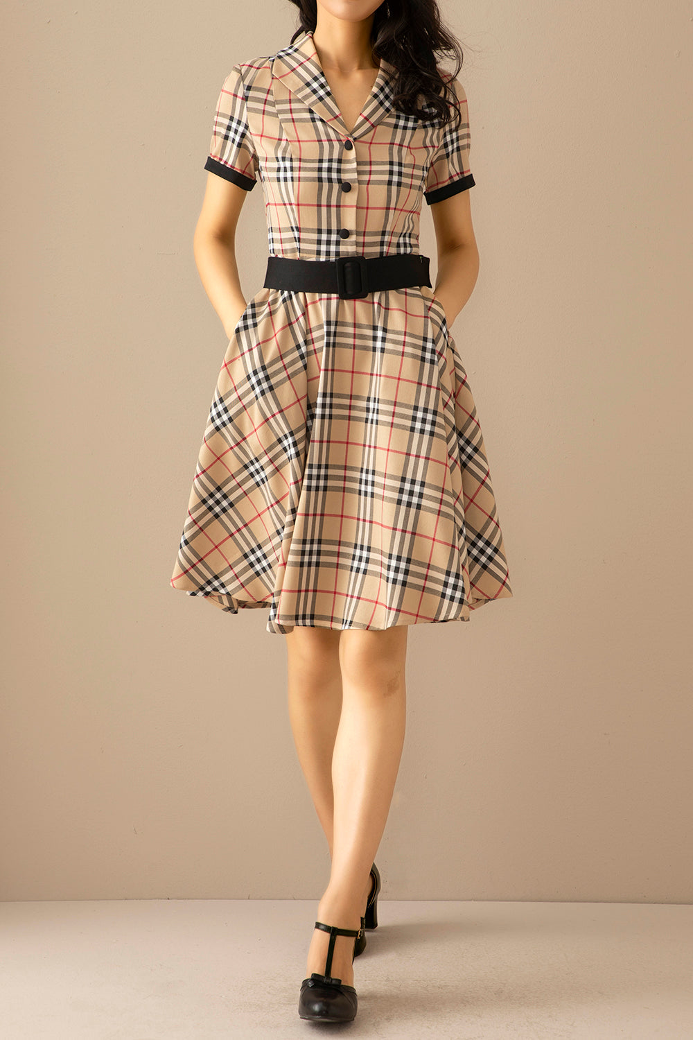 1950s Plaid Swing Vintage Dress