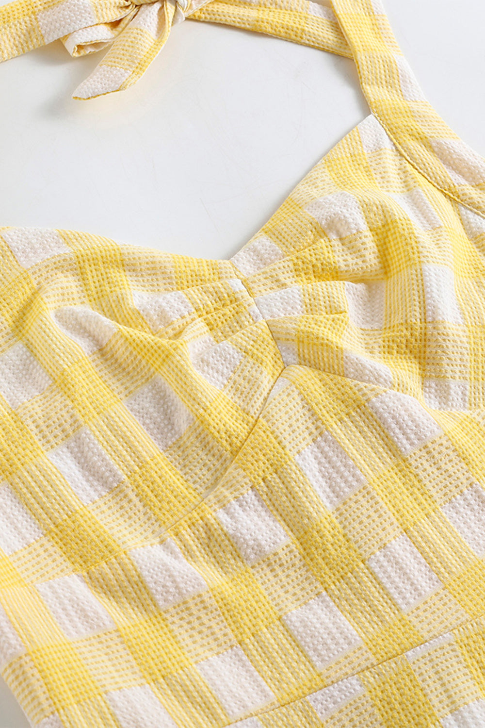 Yellow Plaid Halter 1950s Dress