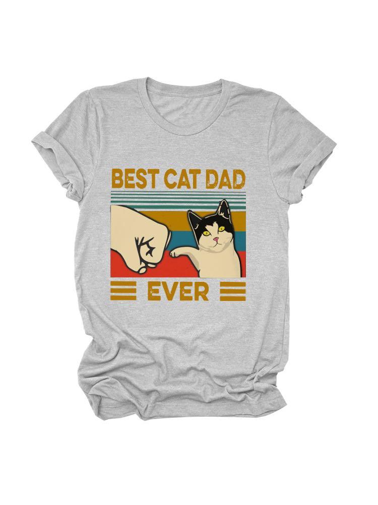 Women's Stylish Fist Cat Print Casual T-Shirt