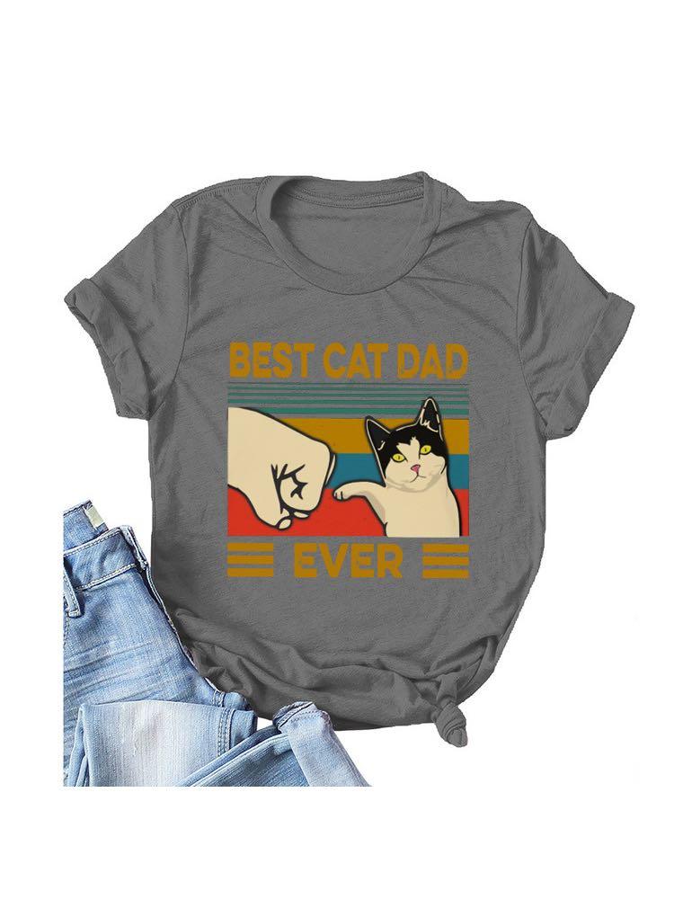 Women's Stylish Fist Cat Print Casual T-Shirt