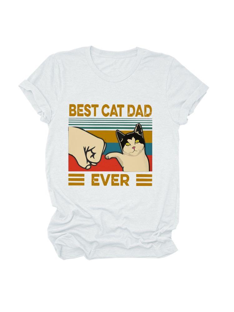 Women's Stylish Fist Cat Print Casual T-Shirt