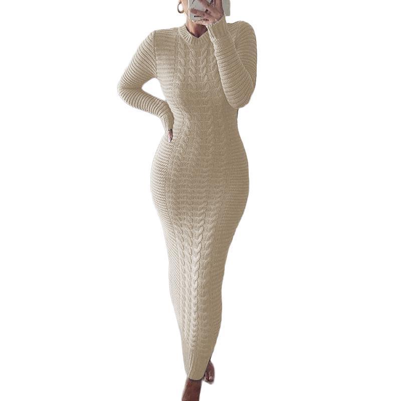 Women's Sweater Dress Long Sleeves Cable Knit Party Bodycon Dress