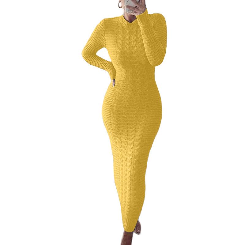 Women's Sweater Dress Long Sleeves Cable Knit Party Bodycon Dress