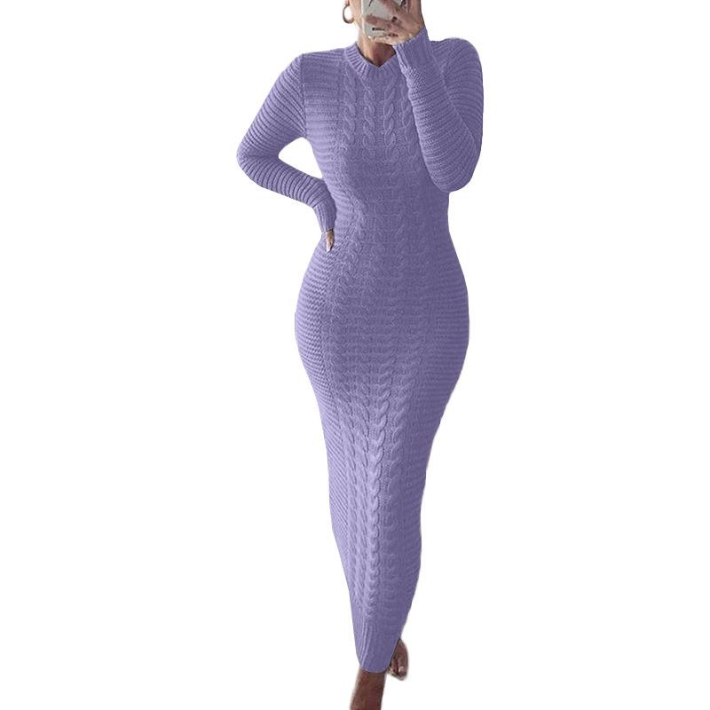 Women's Sweater Dress Long Sleeves Cable Knit Party Bodycon Dress