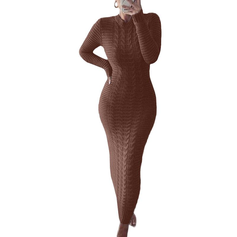 Women's Sweater Dress Long Sleeves Cable Knit Party Bodycon Dress