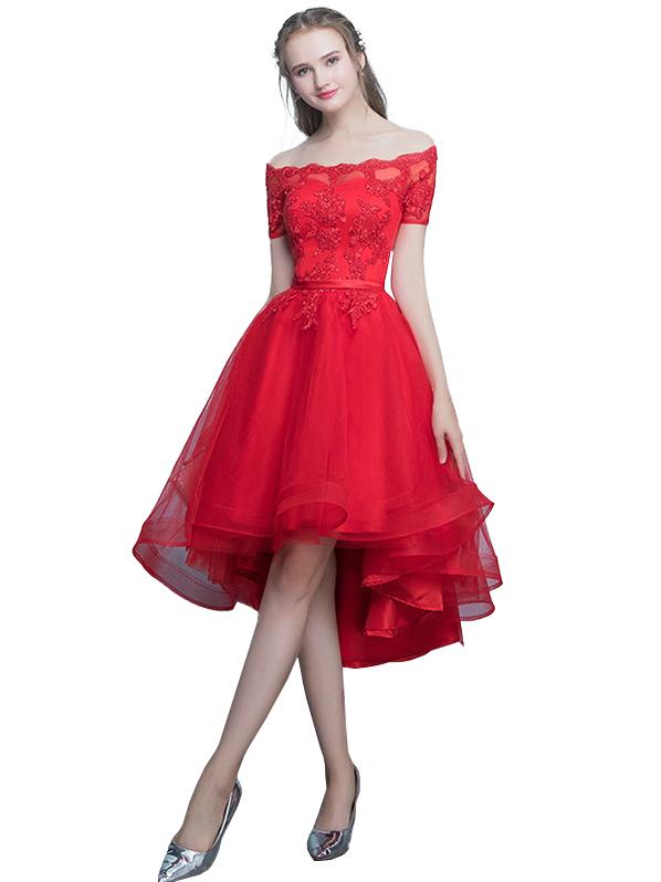 Womens Prom Dress Slash Neck Elegant Evening Dress